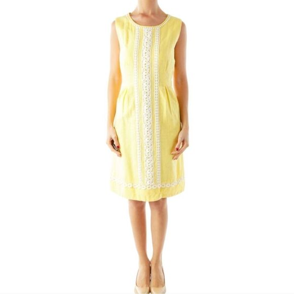 Banana Republic dress yellow lace applique sleeveless short Easter spring 2 - Picture 1 of 11